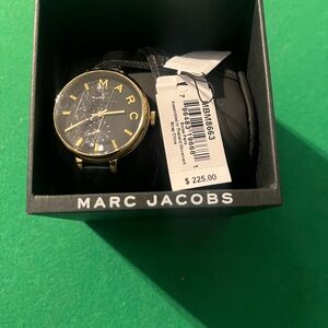 Marc Jacobs Black and Gold Women's Leather bracelet Strap Watch
